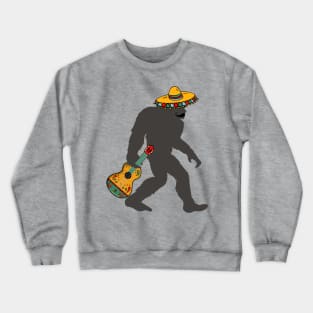 Funny Bigfoot with Moustache and Mexican Guitar for Cinco de Mayo Crewneck Sweatshirt